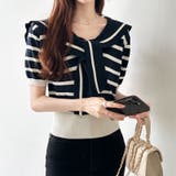 ネイビー | セーラーカラーボーダーニット サマーニット 韓国ファッション | COCOMOMO