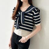 セーラーカラーボーダーニット サマーニット 韓国ファッション | COCOMOMO | 詳細画像6