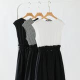 ドッキングワンピース ドローコード付き切り替えワンピース 夏ワンピース | COCOMOMO | 詳細画像18 