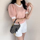 パンチングパフスリーブニット サマーニット 透かし編み | COCOMOMO | 詳細画像11