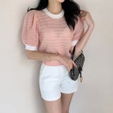 パンチングパフスリーブニット サマーニット 透かし編み | COCOMOMO | 詳細画像12