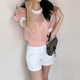 パンチングパフスリーブニット サマーニット 透かし編み | COCOMOMO | 詳細画像13