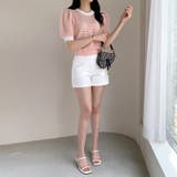 パンチングパフスリーブニット サマーニット 透かし編み | COCOMOMO | 詳細画像15