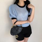 パンチングパフスリーブニット サマーニット 透かし編み | COCOMOMO | 詳細画像2