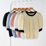 パンチングパフスリーブニット サマーニット 透かし編み | COCOMOMO | 詳細画像22