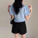 パンチングパフスリーブニット サマーニット 透かし編み | COCOMOMO | 詳細画像5