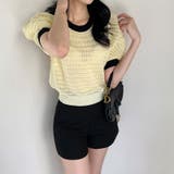 パンチングパフスリーブニット サマーニット 透かし編み | COCOMOMO | 詳細画像7