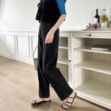 ドットデニムパンツ ワイドストレートデニムパンツ ウエスト調整ボタン付き | COCOMOMO | 詳細画像14