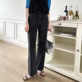 ドットデニムパンツ ワイドストレートデニムパンツ ウエスト調整ボタン付き | COCOMOMO | 詳細画像15