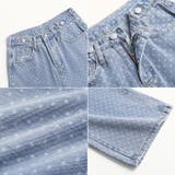 ドットデニムパンツ ワイドストレートデニムパンツ ウエスト調整ボタン付き | COCOMOMO | 詳細画像16