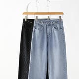 ドットデニムパンツ ワイドストレートデニムパンツ ウエスト調整ボタン付き | COCOMOMO | 詳細画像18