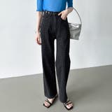 ドットデニムパンツ ワイドストレートデニムパンツ ウエスト調整ボタン付き | COCOMOMO | 詳細画像9