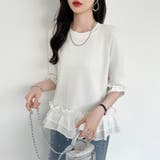 フリルカットソー オフィスカジュアル パール袖フリルトップス | COCOMOMO | 詳細画像11