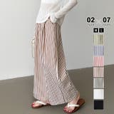 レギュラー丈・キャラメル | さらっと快適リラクシーワイドパンツ ストライプパンツ ワイドパンツ | COCOMOMO