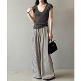 さらっと快適リラクシーワイドパンツ ストライプパンツ ワイドパンツ | COCOMOMO | 詳細画像6 