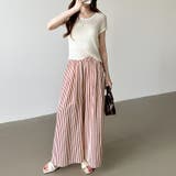 さらっと快適リラクシーワイドパンツ ストライプパンツ ワイドパンツ | COCOMOMO | 詳細画像22 