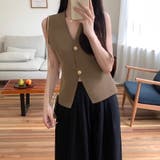 ノースリーブニットベスト 金ボタン 韓国ファッション | COCOMOMO | 詳細画像2 