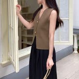 ノースリーブニットベスト 金ボタン 韓国ファッション | COCOMOMO | 詳細画像3 