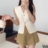 ノースリーブニットベスト 金ボタン 韓国ファッション | COCOMOMO | 詳細画像6 