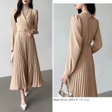 プリーツワンピース ベルト付きカシュクールワンピース オフィスカジュアル | COCOMOMO | 詳細画像14 