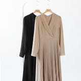 プリーツワンピース ベルト付きカシュクールワンピース オフィスカジュアル | COCOMOMO | 詳細画像18 