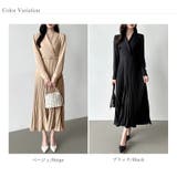 プリーツワンピース ベルト付きカシュクールワンピース オフィスカジュアル | COCOMOMO | 詳細画像23 