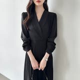 プリーツワンピース ベルト付きカシュクールワンピース オフィスカジュアル | COCOMOMO | 詳細画像4 