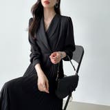 プリーツワンピース ベルト付きカシュクールワンピース オフィスカジュアル | COCOMOMO | 詳細画像7 