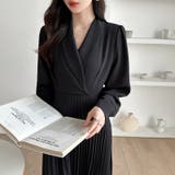 プリーツワンピース ベルト付きカシュクールワンピース オフィスカジュアル | COCOMOMO | 詳細画像8 