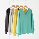 ダンボールトレーナー Vネックトップス オーバーサイズ | COCOMOMO | 詳細画像66 