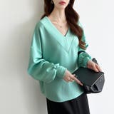 ダンボールトレーナー Vネックトップス オーバーサイズ | COCOMOMO | 詳細画像48 