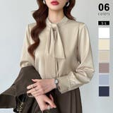 ライトブラウン | ボウタイブラウス きれいめブラウス オフィスカジュアル | COCOMOMO