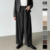 ブラック | バレルレッグパンツ ワイドパンツ きれいめイージーパンツ | COCOMOMO
