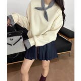 ギンガムチェックスカーフ付き 重ね着風トレーナー 長袖カットソー | COCOMOMO | 詳細画像17 