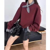 ギンガムチェックスカーフ付き 重ね着風トレーナー 長袖カットソー | COCOMOMO | 詳細画像19 