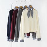 ギンガムチェックスカーフ付き 重ね着風トレーナー 長袖カットソー | COCOMOMO | 詳細画像21 