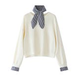 ギンガムチェックスカーフ付き 重ね着風トレーナー 長袖カットソー | COCOMOMO | 詳細画像26 