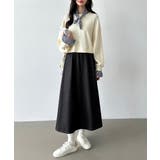 ギンガムチェックスカーフ付き 重ね着風トレーナー 長袖カットソー | COCOMOMO | 詳細画像10 