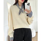 ギンガムチェックスカーフ付き 重ね着風トレーナー 長袖カットソー | COCOMOMO | 詳細画像12 