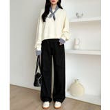 ギンガムチェックスカーフ付き 重ね着風トレーナー 長袖カットソー | COCOMOMO | 詳細画像13 