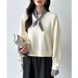 ギンガムチェックスカーフ付き 重ね着風トレーナー 長袖カットソー | COCOMOMO | 詳細画像8 