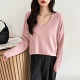 もっちり柔らかルーズニット Vネックニット オフィスカジュアル | COCOMOMO | 詳細画像12 