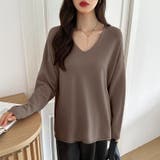 もっちり柔らかルーズニット Vネックニット オフィスカジュアル | COCOMOMO | 詳細画像16 