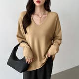 もっちり柔らかルーズニット Vネックニット オフィスカジュアル | COCOMOMO | 詳細画像18 