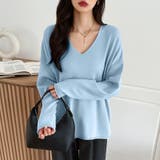 もっちり柔らかルーズニット Vネックニット オフィスカジュアル | COCOMOMO | 詳細画像19 