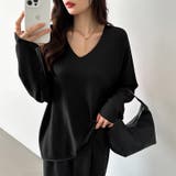 もっちり柔らかルーズニット Vネックニット オフィスカジュアル | COCOMOMO | 詳細画像20 