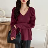 もっちり柔らかルーズニット Vネックニット オフィスカジュアル | COCOMOMO | 詳細画像23 