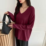 もっちり柔らかルーズニット Vネックニット オフィスカジュアル | COCOMOMO | 詳細画像24 