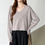 もっちり柔らかルーズニット Vネックニット オフィスカジュアル | COCOMOMO | 詳細画像25 