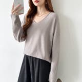 もっちり柔らかルーズニット Vネックニット オフィスカジュアル | COCOMOMO | 詳細画像29 